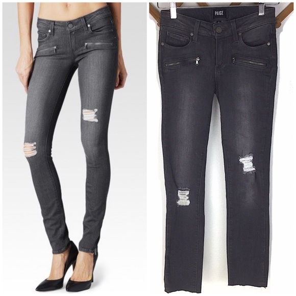 grey destroyed skinny jeans